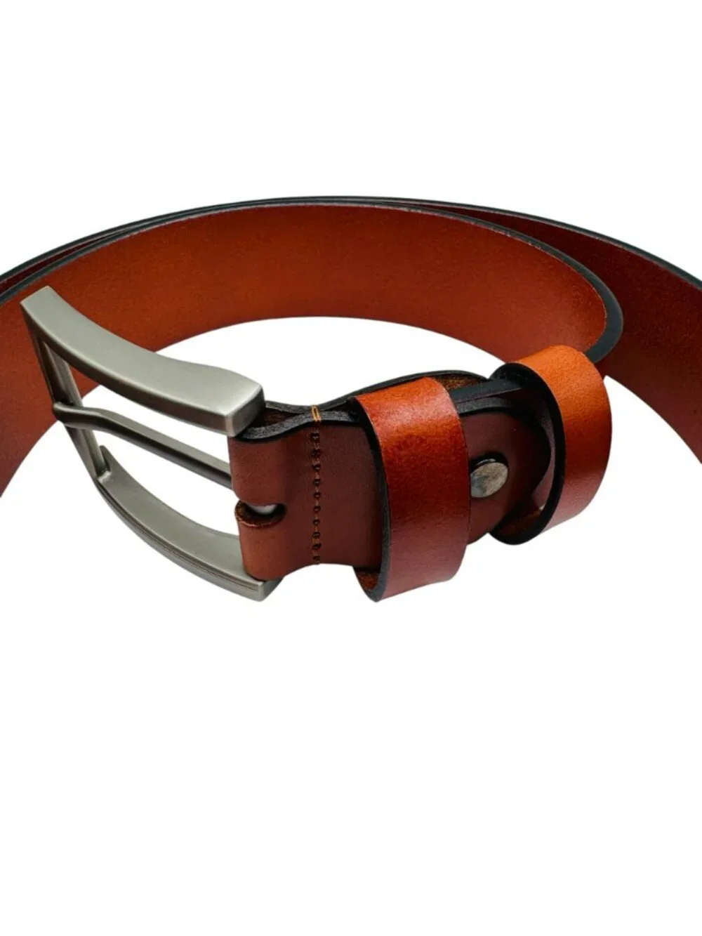Wolfant Mens Genuine Leather Belt With Metal Buckle Adjustable 43 Inches Brown
